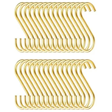 Evanda Gold S Hooks for Hanging 30-Pack, Heavy Duty Stainless Steel Multi-Purpose Metal Hanger