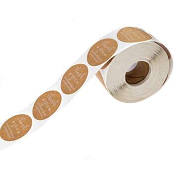 1.5" Round Brown Kraft Thank You for Supporting My Small Business Stickers / 500 Thanks Stickers/White Ink Boutique Thank You Labels/Made in The USA