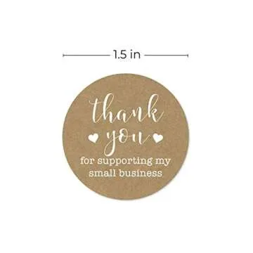 1.5" Round Brown Kraft Thank You Stickers for Small Business