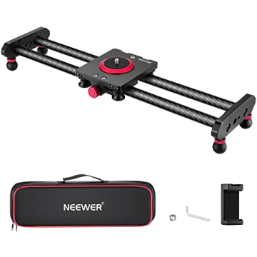 NEEWER 16"/40cm Carbon Fiber Camera Slider, Lightweight Rail Dolly Track Slider with 4 Bearings, Phone Clip, Compatible with Mirrorless Camera iPhone 13 13 Pro 13 Pro Max, Max Load 2.2lb/1kg, VS-CF50