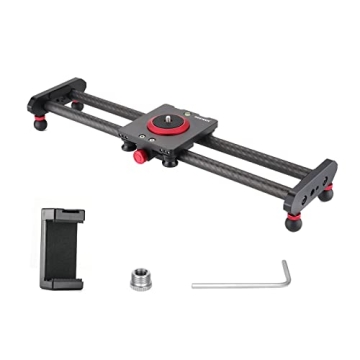 NEEWER 16"/40cm Carbon Fiber Camera Slider, Lightweight Rail Dolly Track Slider with 4 Bearings, Phone Clip, Compatible with Mirrorless Camera iPhone 13 13 Pro 13 Pro Max, Max Load 2.2lb/1kg, VS-CF50