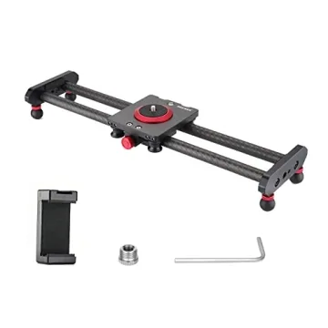NEEWER 16"/40cm Carbon Fiber Camera Slider, Lightweight Rail Dolly Track Slider with 4 Bearings, Phone Clip, Compatible with Mirrorless Camera iPhone 13 13 Pro 13 Pro Max, Max Load 2.2lb/1kg, VS-CF50