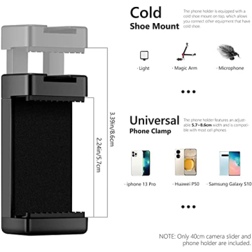 NEEWER 16"/40cm Carbon Fiber Camera Slider, Lightweight Rail Dolly Track Slider with 4 Bearings, Phone Clip, Compatible with Mirrorless Camera iPhone 13 13 Pro 13 Pro Max, Max Load 2.2lb/1kg, VS-CF50