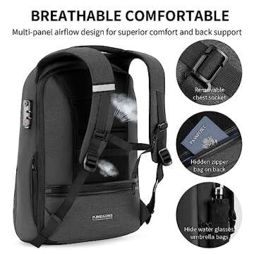 Kingsons Laptop Backpack, Large Business Travel Computer Bag with USB Charging Port Anti-Theft Water...