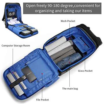 Kingsons Laptop Backpack, Large Business Travel Computer Bag with USB Charging Port Anti-Theft Water Resistant for 17.3 Inch Laptop Rucksack for men