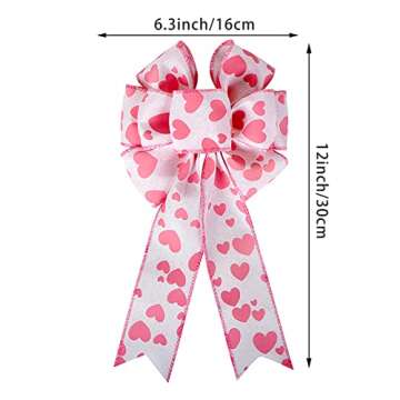 Pink Heart Ribbin Bows Red Heart Wreaths Bows for Wedding Birthday Party Valentine's Day Decoration ...