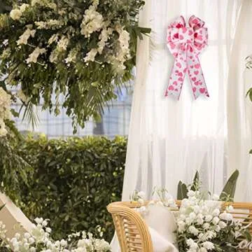 Pink Heart Ribbon Bow for Valentine’s Day Decoration