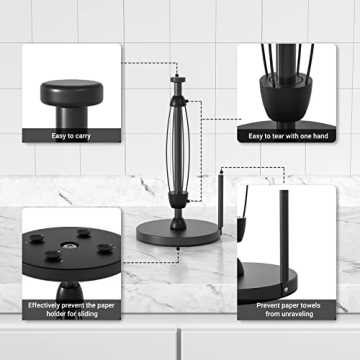 One-Handed Paper Towel Holder with Suction Cups for Kitchen