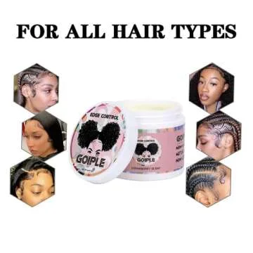 Goiple Edge Control Wax for Women Strong Hold Non-greasy Edge Smoother Strawberry Scent (4oz Edge Control Wax + Edge Brushes*2 + Pink Elastic Bands*2)