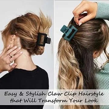 Ahoney 4 Pack Hair Clips: Cute Square Claw Clips for All Hair Types