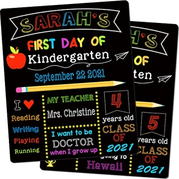 First & Last Day of School Chalkboard, 10 x 12 Inch Double Sided Back to School Sign for Kids/Girls/...