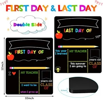 First & Last Day School Chalkboard for Kids - Reusable Sign