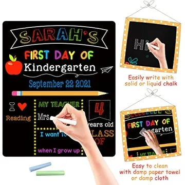 First & Last Day School Chalkboard for Kids - Reusable Sign
