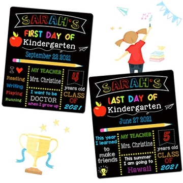 First & Last Day School Chalkboard for Kids - Reusable Sign