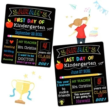 First & Last Day School Chalkboard for Kids - Reusable Sign