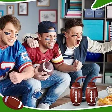 Sumind 12 Pcs Sport Ball Cups with Straws and Lids, 17 oz Plastic Cups Bulk for Kids Birthday Theme Party Sport Party Favors Supplies(Football)