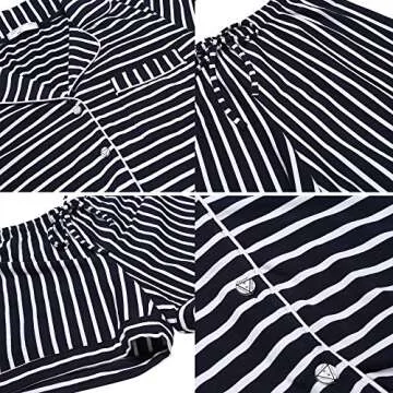 Ekouaer Pajama Set Womens Short Sleeve Sleepwear Cotton Stripe Pjs Set(Blue and White Stripe, Small)