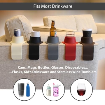 HIT PRODUCTS CouchCoaster - Original & Patented Armrest Couch Cup Holder, Mocha Brown - A Weighted, Silicone, Anti Slip Coaster Stops Spills On Your Sofa, Armchair Or Recliner & Keeps Drinks in Reach