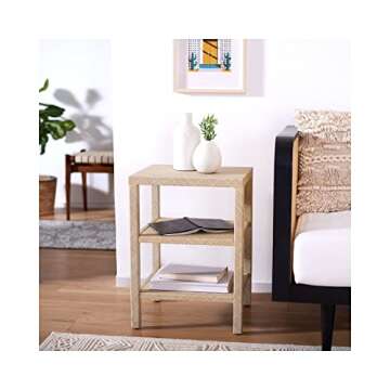 SAFAVIEH Home Collection Apis Light Natural Raffia 2-Shelf Bookcase Accent Table (Fully Assembled)