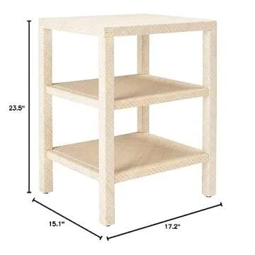 SAFAVIEH Home Collection Apis Light Natural Raffia 2-Shelf Bookcase Accent Table (Fully Assembled)
