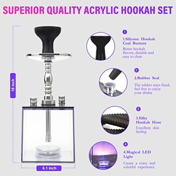 Stylish HEJEINK Modern Cube Hookah with LED Light
