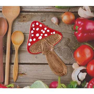Spoon Rest Spoon Holder For Stove Top Cute Mushroom Spoon Rest For Kitchen Counter Ceramic Spatula Holder Utensil Rest