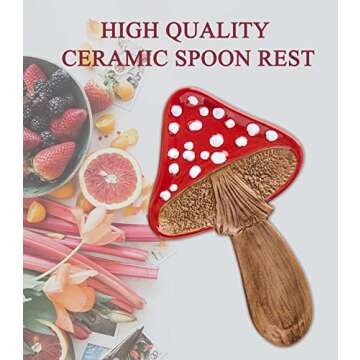 Spoon Rest Spoon Holder For Stove Top Cute Mushroom Spoon Rest For Kitchen Counter Ceramic Spatula Holder Utensil Rest