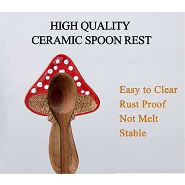 Spoon Rest Spoon Holder For Stove Top Cute Mushroom Spoon Rest For Kitchen Counter Ceramic Spatula Holder Utensil Rest