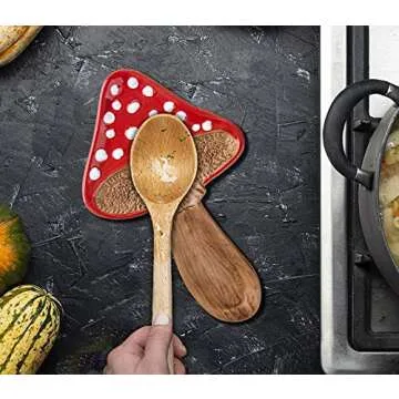 Spoon Rest Spoon Holder For Stove Top Cute Mushroom Spoon Rest For Kitchen Counter Ceramic Spatula Holder Utensil Rest