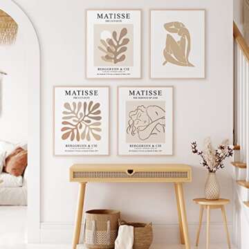 Whaline 8Pcs Matisse Posters Minimalist Wall Art Danish Pastel Room Decor Vintage Abstract Art Posters with 32Pcs Glue Points for Living Room Bedroom Office Aesthetic Decor (8x10 in, Unframed)