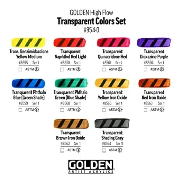 GOLDEN High Flow Transparent Colors Set, 10 Colors