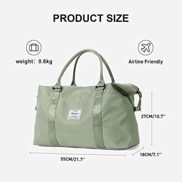 Sport Travel Duffle Bag Large Gym Tote for Women - Airplane Friendly Weekend Bag