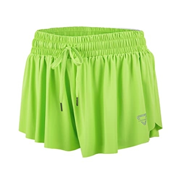 2 in 1 Women Clothing Flowy Shorts Gym Yoga Athletic Workout Running Teen Girls Spandex Cheer Skort ...