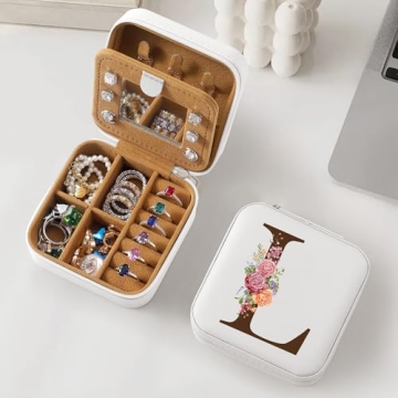 Parima Travel Jewelry Box Jewelry Case - White Jewelry Organizer with Mirror Gifts for Women Her Fri...