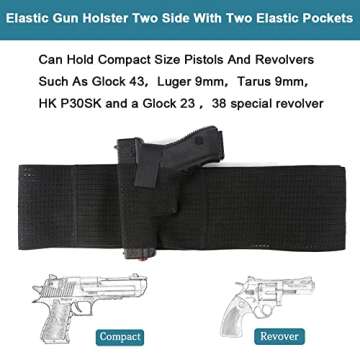 Accmor Belly Band Holster for Concealed Carry, Elastic Breathable Waistband Gun Holster for Women Men, Right and Left Hand Draw