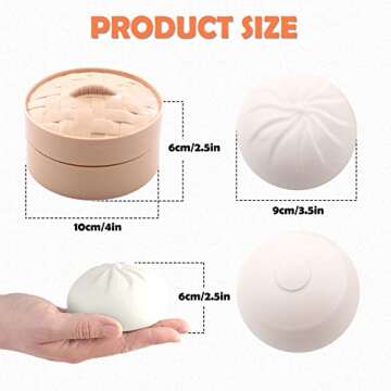 Squishy Dumpling Stress Ball Toy, TPR-Made Fingertip Toy with Flour Dough Inside for Stress, ADHD, Squishy Balls Toy for Kids&Adult,Classroom Prizes, Parties, Gifts.