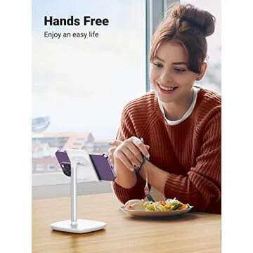 UGREEN Cell Phone Stand for Desk Adjustable Phone Holder Cradle Office Desk Accessories Weighted Base Compatible with iPhone 15 Pro/14 Plus/13/12 Pro Max/11/SE/XS/XR/Samsung Galaxy S23 White
