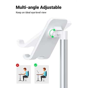 UGREEN Cell Phone Stand for Desk Adjustable Phone Holder Cradle Office Desk Accessories Weighted Base Compatible with iPhone 15 Pro/14 Plus/13/12 Pro Max/11/SE/XS/XR/Samsung Galaxy S23 White