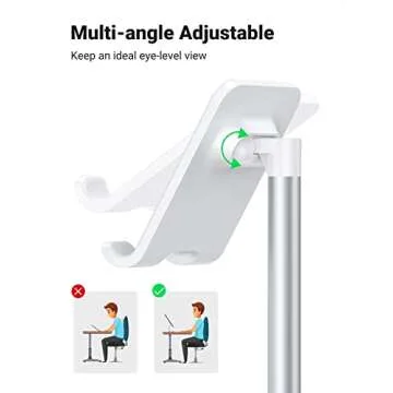 UGREEN Cell Phone Stand for Desk Adjustable Phone Holder Cradle Office Desk Accessories Weighted Base Compatible with iPhone 15 Pro/14 Plus/13/12 Pro Max/11/SE/XS/XR/Samsung Galaxy S23 White