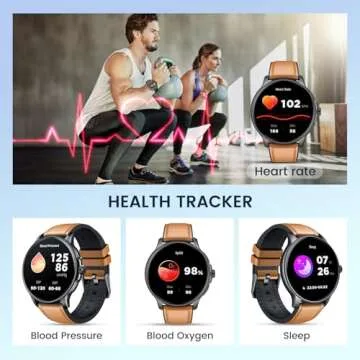 Smartwatch for Men Fitness Tracker: Brown Smart Watches (Answer/Make Calls) 1.43’’ AMOLED Touchscreen with Waterproof Heart Rate Blood Pressure Health Monitor Sport Pedometer Compatible Android iOS