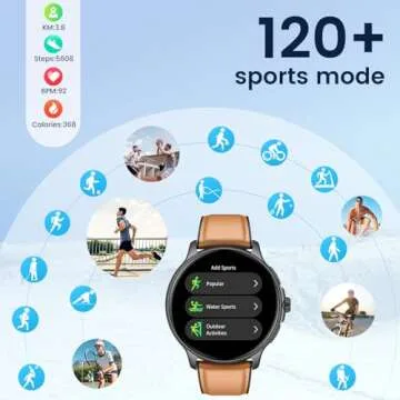 Smartwatch for Men Fitness Tracker: Brown Smart Watches (Answer/Make Calls) 1.43’’ AMOLED Touchscreen with Waterproof Heart Rate Blood Pressure Health Monitor Sport Pedometer Compatible Android iOS