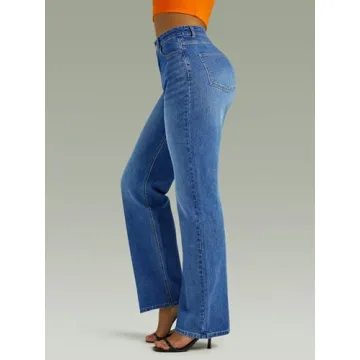High Waisted Wide Leg Jeans for Women in Blue