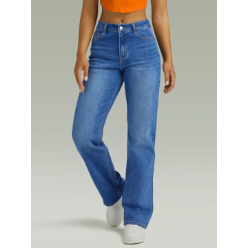 High Waisted Wide Leg Jeans for Women in Blue