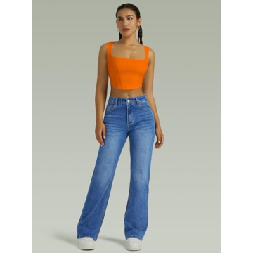 High Waisted Wide Leg Jeans for Women in Blue