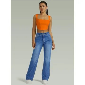High Waisted Wide Leg Jeans for Women in Blue