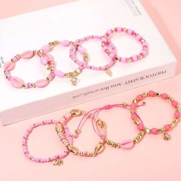 CEALXHENY Heishi Bracelets for Women Clay Beaded Stretch Bracelets Stackable Friendship Bracelet Set...