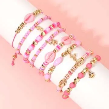 CEALXHENY Heishi Bracelets for Women Clay Beaded Stretch Bracelets Stackable Friendship Bracelet Set Summer Beach Accessories Outfits Jewelry Gifts (Style H)