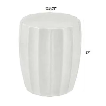 Ball & Cast Modern End Table Light Weight Concrete Accent Side Table, White