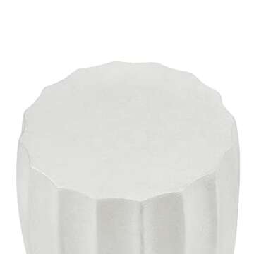 Ball & Cast Modern End Table Light Weight Concrete Accent Side Table, White
