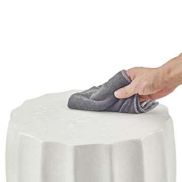 Ball & Cast Modern End Table Light Weight Concrete Accent Side Table, White